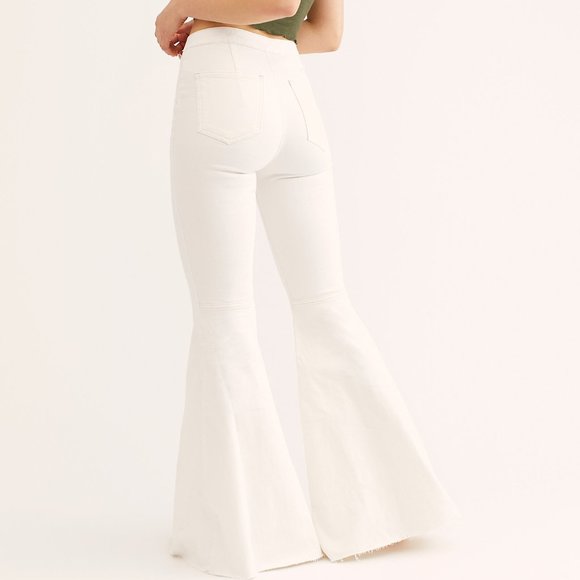 white super flare jeans